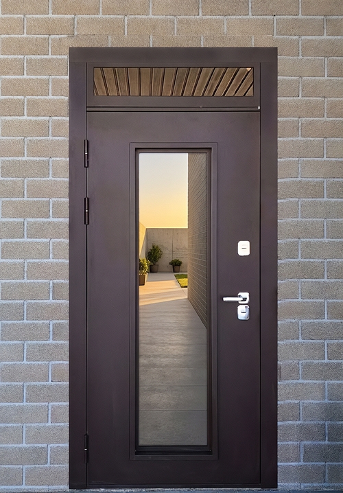 Уличная стальная дверь с фрамугой Уличная стальная дверь с фрамугой